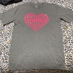 Gray mama cheetah print T-shirt